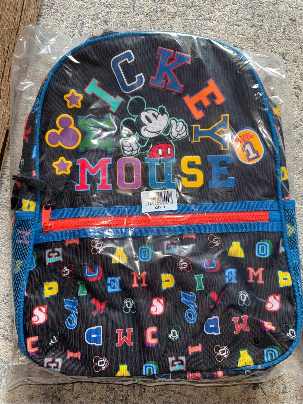 Disney Mickey Mouse Kids Backpack and Lunch Bag - Black, Blue, Red